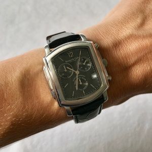 Men’s Kenneth Cole NY leather, triple dial watch